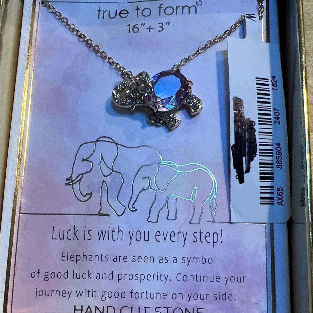 #1169+ True to Form Elephant Necklace with Hand Cut Stone - Picture 3 of 3